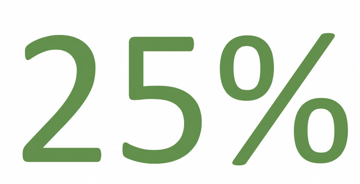 25% large green numbers