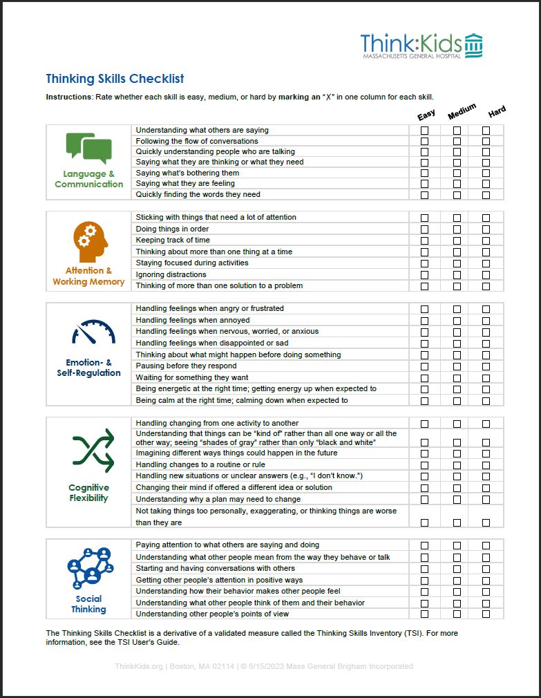 Thinking Skills Checklist